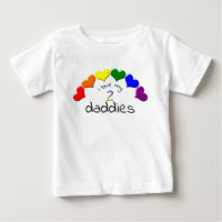 Gay Pride Baby I Love My 2 Daddies Rainbow Hearts 