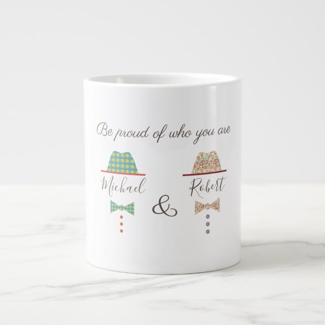 Gay Pride , Be Proud of Who You Are, Monogram Large Coffee Mug (Front)