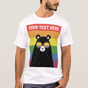 Gay Pride Bear In Rainbow Glasses Personalised T-Shirt