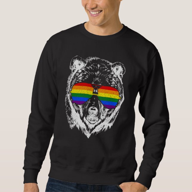 Gay Pride Bear LGBTQ Rainbow Flag Pride Month Sweatshirt (Front)