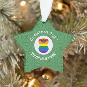 Gay Pride Black Angel Flag Christmas Personalised  Ornament