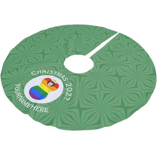 Gay Pride Black Hair Angel Christmas Flag Personal Brushed Polyester Tree Skirt (Angled)