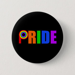 Gay Pride Bold Beautiful Rainbow Letters 6 Cm Round Badge