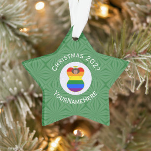 Gay Pride Brown Angel Christmas Flag Personalised  Ornament