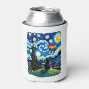 Gay Pride Cat Art Cat Starry Night Style LGBTQ Pri Can Cooler