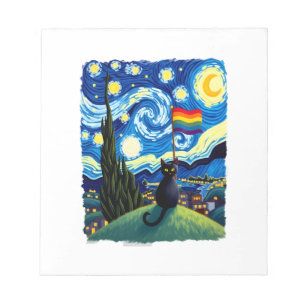 Gay Pride Cat Art Cat Starry Night Style LGBTQ Pri Notepad