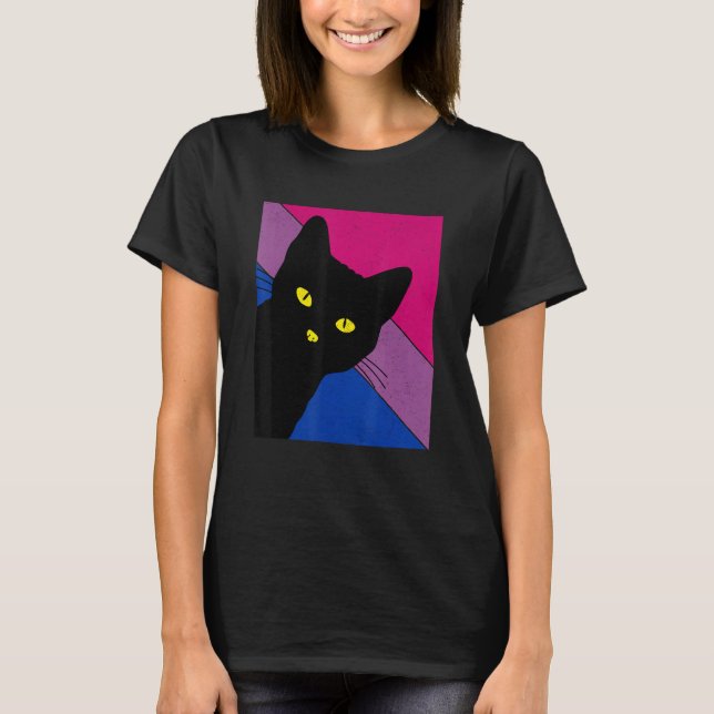 Gay Pride Cat Bisexual Rainbow Flag LGBTQ Cat Mom  T-Shirt (Front)