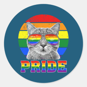 Gay Pride Cat Gay Cat Pride LGBT Gay Gay Pride Classic Round Sticker