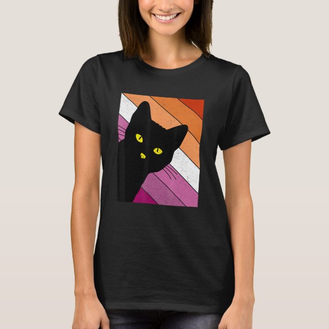 Gay Pride Cat Lesbian Rainbow Flag LGBTQ Cat Mom C T-Shirt (Front)