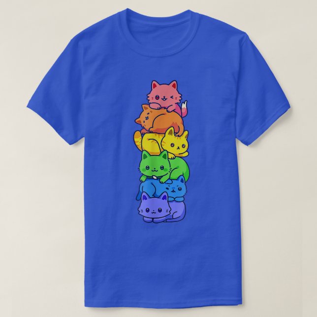 Gay Pride Cat LGBT Kawaii Cats Pile Cute Anime Rai T-Shirt (Design Front)