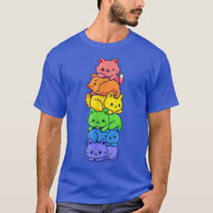 Gay Pride Cat LGBT Kawaii Cats Pile Cute Anime Rai T-Shirt