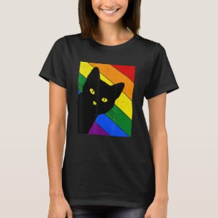 Gay Pride Cat LGBT Rainbow Flag LGBTQ Cat Mom Cat  T-Shirt