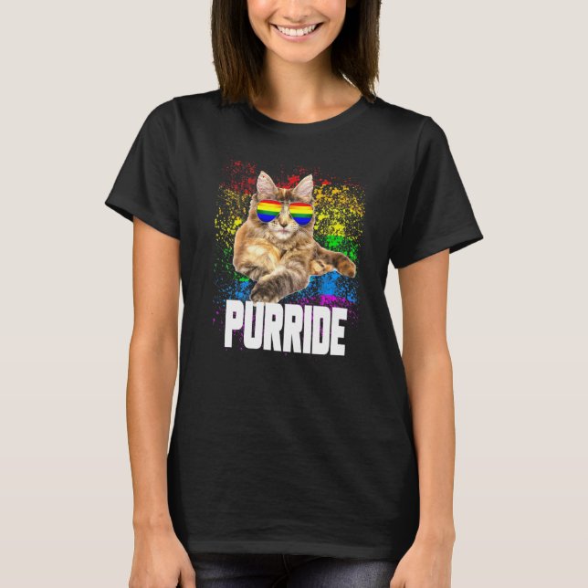 Gay Pride Cat Purride Gay Lesbian Lgbtq Lgbt T-Shirt (Front)