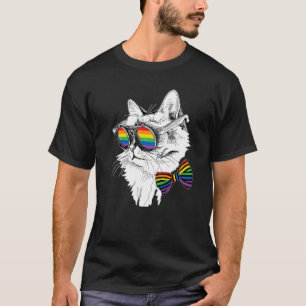 Gay Pride Cat Sunglasses Lgbt Bisexual Gay Lesbian T-Shirt