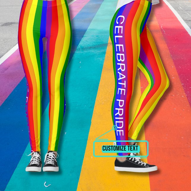 Gay Pride Celebration Leggings (Show your support for diversity in style with these leggings showing the colors of the Pride flag.)