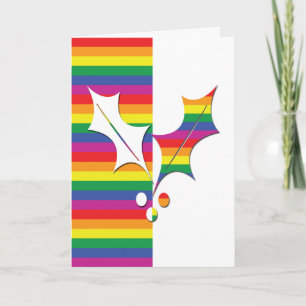 Gay Pride Christmas Holly Holiday Card