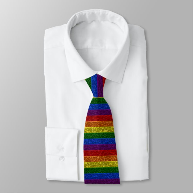 Gay Pride Chrome Flag Tie (Tied)