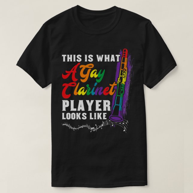 Gay Pride Clarinet Player Instrumentalist T-Shirt (Design Front)