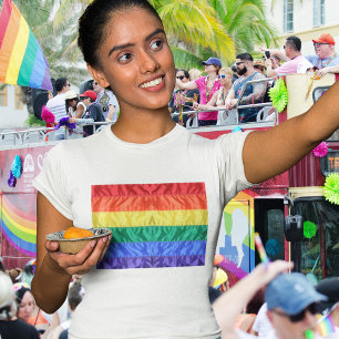 Gay Pride Classic Faux Silk Rainbow Flag LGBTQ Fun T-Shirt