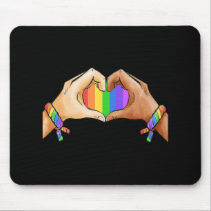 Gay Pride Clothing LGBT Rainbow Flag Heart Unity Mouse Pad