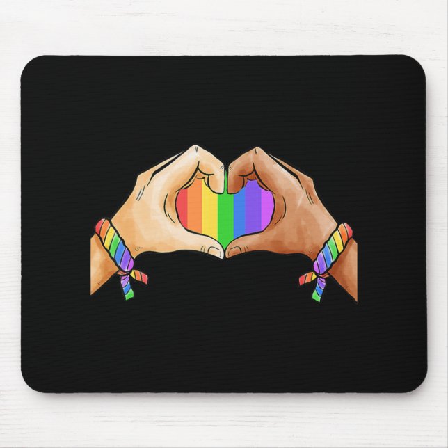 Gay Pride Clothing LGBT Rainbow Flag Heart Unity  Mouse Pad (Front)