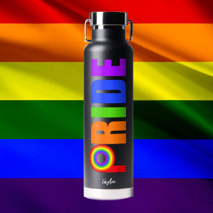 Gay Pride Cool Rainbow Personalised LGBTQ Water Bottle