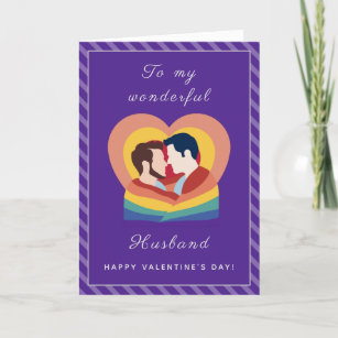 Gay Pride Couple LGBTQ Husband Valentine's Day  Ho Holiday Card