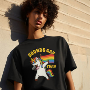 Gay Pride Dabbing Unicorn With Flag T-Shirt