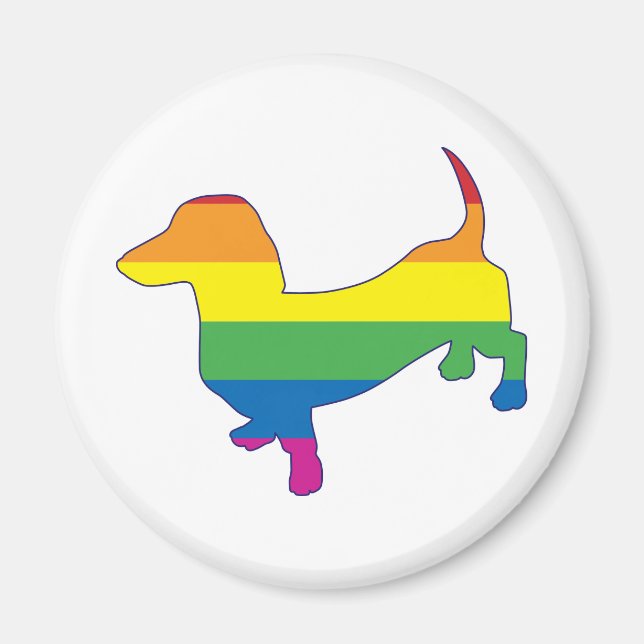 Gay Pride Dachshund/Wiener Magnet (Front)