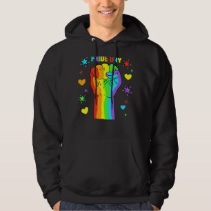 Gay Pride Day Lgbt Month Hand Rainbow Equality Pea Hoodie