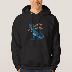 Gay Pride Dino Trex Rainbow Flag Lgbt Ally Hoodie