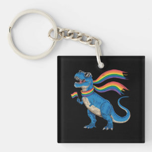 Gay Pride Dino Trex Rainbow Flag Lgbt Ally Key Ring