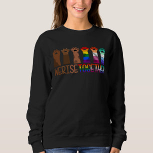 Gay Pride Dog Cat Paw Kitten We Rise Together LGBT Sweatshirt
