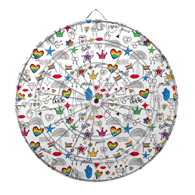 Gay Pride Doodle Pattern Dartboard (Front)