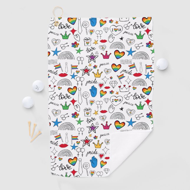 Gay Pride Doodle Pattern Golf Towel (InSitu)