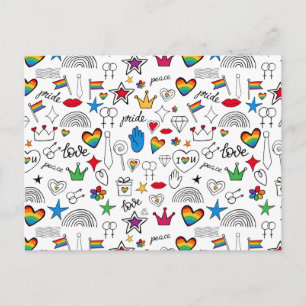 Gay Pride Doodle Pattern Holiday Postcard