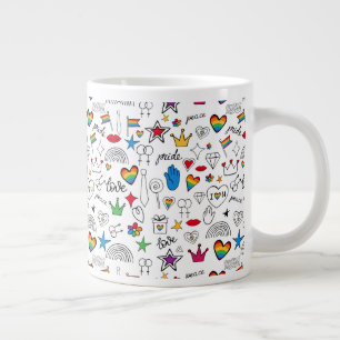 Gay Pride Doodle Pattern Large Coffee Mug