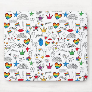 Gay Pride Doodle Pattern Mouse Pad