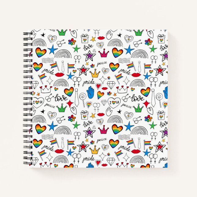 Gay Pride Doodle Pattern Notebook (Front)