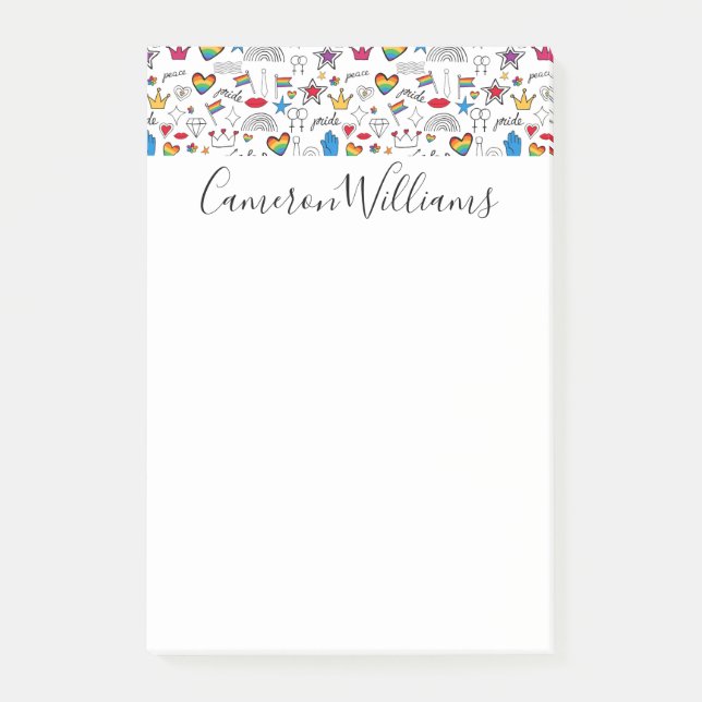 Gay Pride Doodle Pattern Post-it Notes (Front)