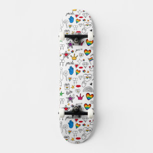 Gay Pride Doodle Pattern Skateboard