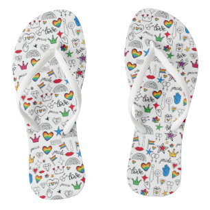 Gay Pride Doodle Pattern Thongs