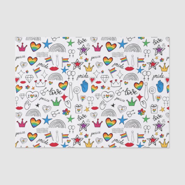 Gay Pride Doodle Pattern Tissue Paper (Front)