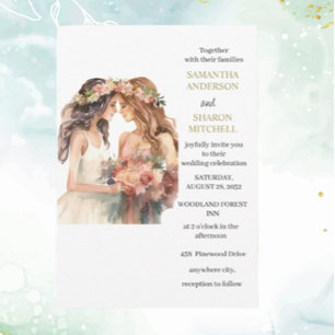 Gay Pride Elegant Blush Wedding  Invitation