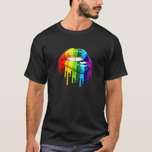 Gay Pride Equality Of Rainbow Drip Lip Biting Of L T-Shirt