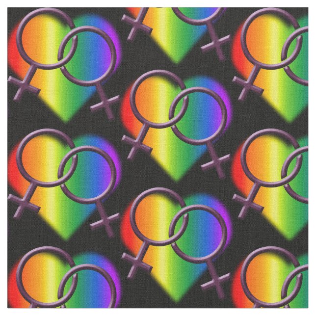 Gay Pride Fabric Rainbow Lesbian Love Fabric (Close Up)