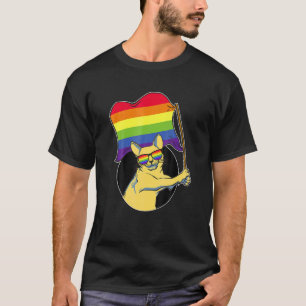 Gay Pride Flag Ally Cat Rainbow Sunglasses Lgb T-Shirt