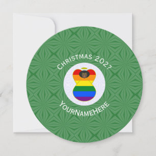 Gay Pride Flag Black Angel Christmas Personalised Invitation