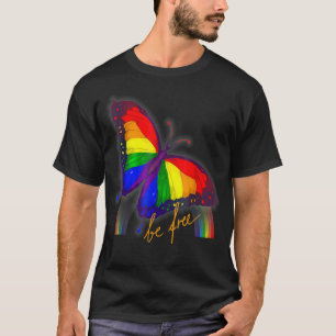 Gay Pride Flag Butterfly LGBT CSD Be free,gay gif T-Shirt