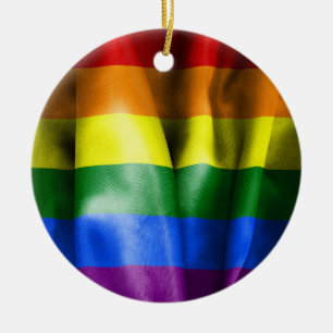 Gay Pride Flag Ceramic Round Christmas Ornament